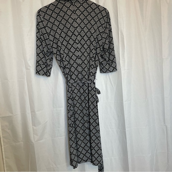 LAUNDRY By Shelli Segal Women’s Black White Button Down Midi‎ Dress Size 14 - Picture 10 of 13
